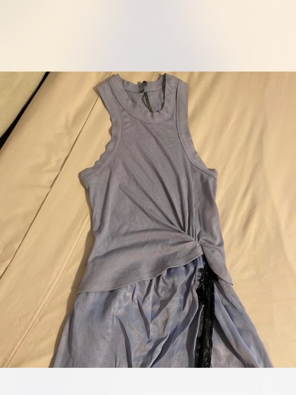 Anthropologie Blue Knit-Top Midi Dress with Side Twist Sz XXSP